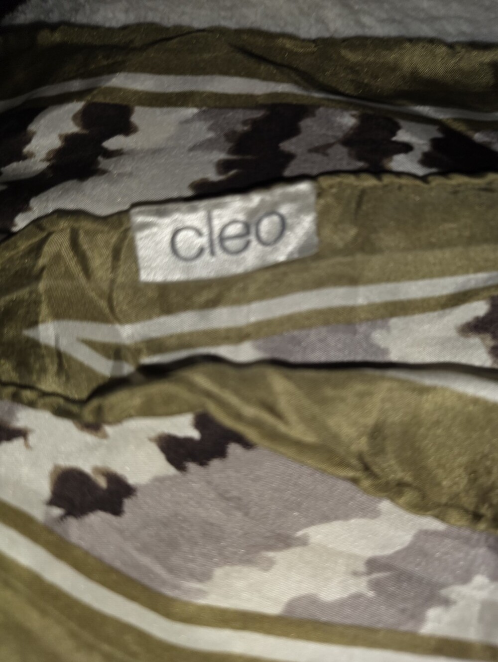 Cleo Silk Pointed Ends Scarf, Abstract Animal Print Feel, Greens And Browns